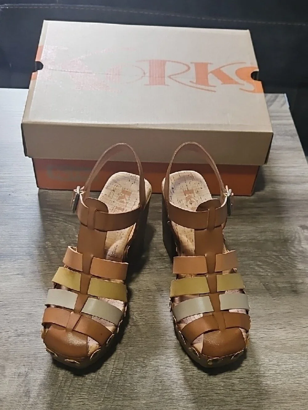 Platform Floral-Accent Strappy Sandal - Tan Multi